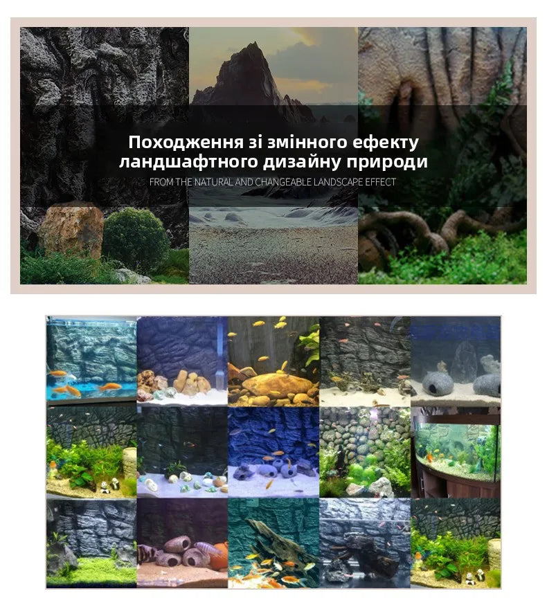 3D Stereo Aquatic Lacape Baund Board Ro Foam Aquarium Fi Tank Decorative Wall Pet Supplies Aquatic Equipment