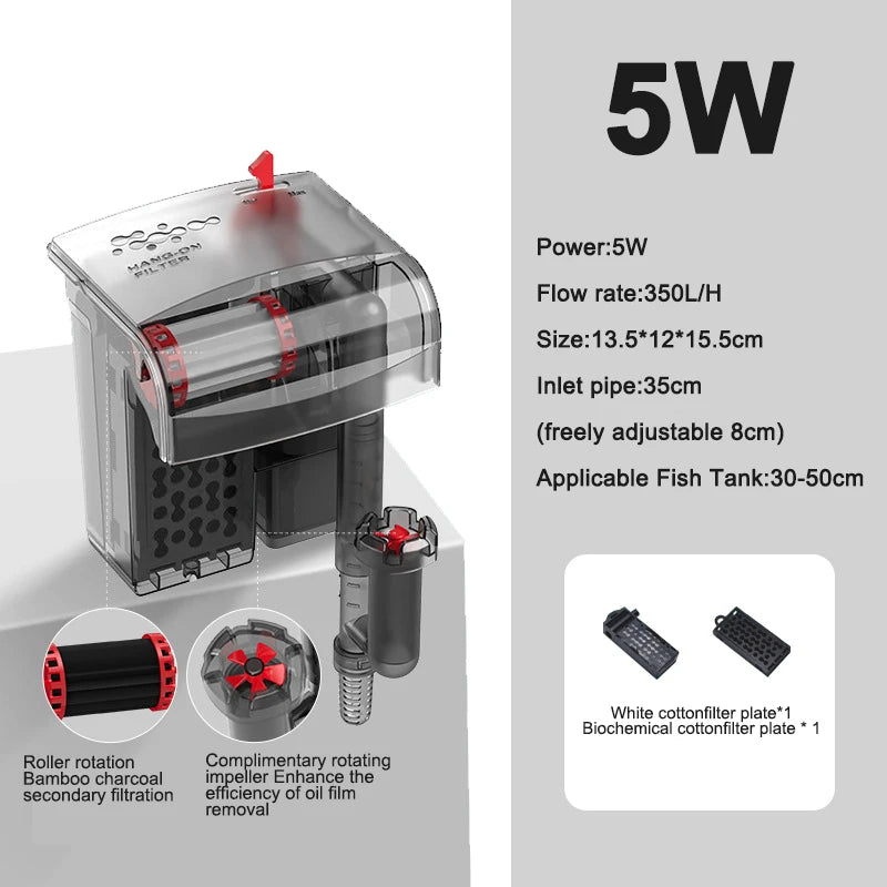 Aquarium Fish Tank Filter 3 in 1 Water Purification Circulation Pump Small Pump Silent Aeration Fish Tank Cleaning