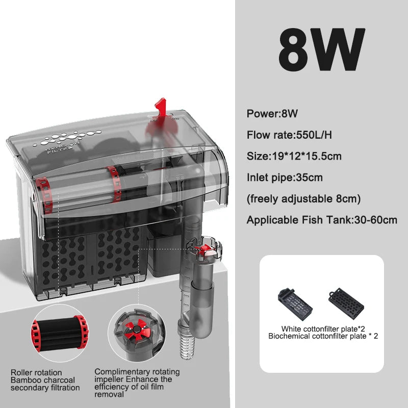 Aquarium Fish Tank Filter 3 in 1 Water Purification Circulation Pump Small Pump Silent Aeration Fish Tank Cleaning