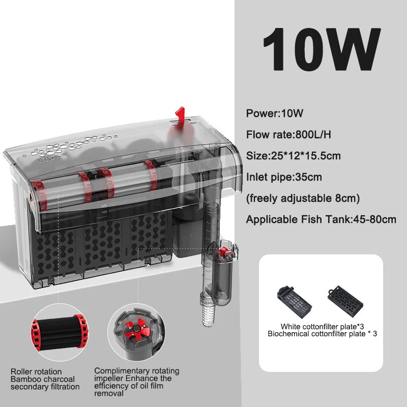 Aquarium Fish Tank Filter 3 in 1 Water Purification Circulation Pump Small Pump Silent Aeration Fish Tank Cleaning