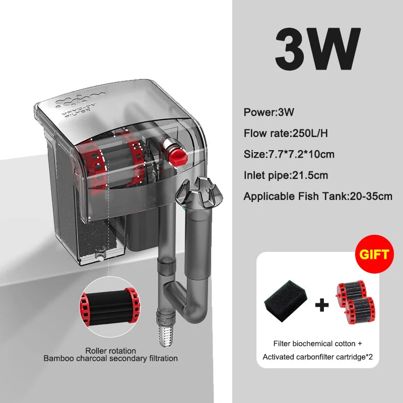 Aquarium Fish Tank Filter 3 in 1 Water Purification Circulation Pump Small Pump Silent Aeration Fish Tank Cleaning