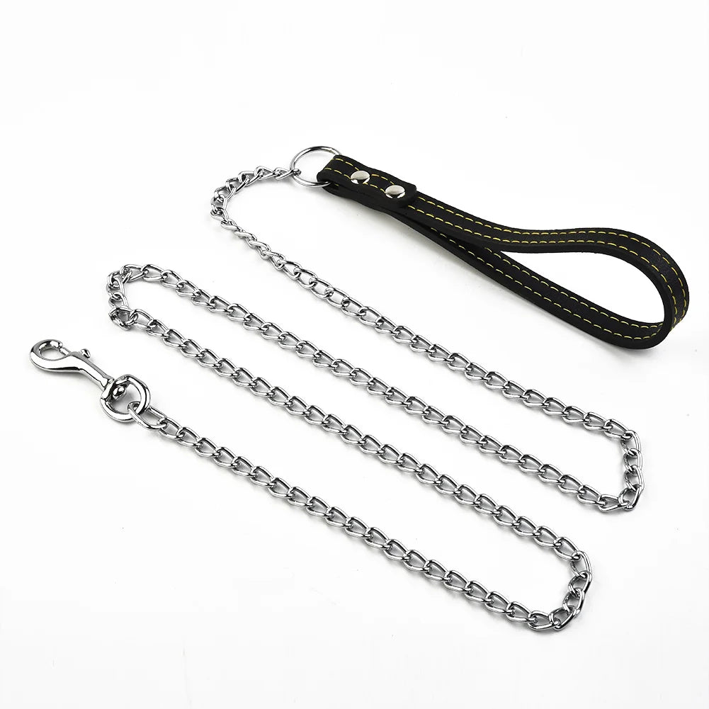 Leather Handle dog chain