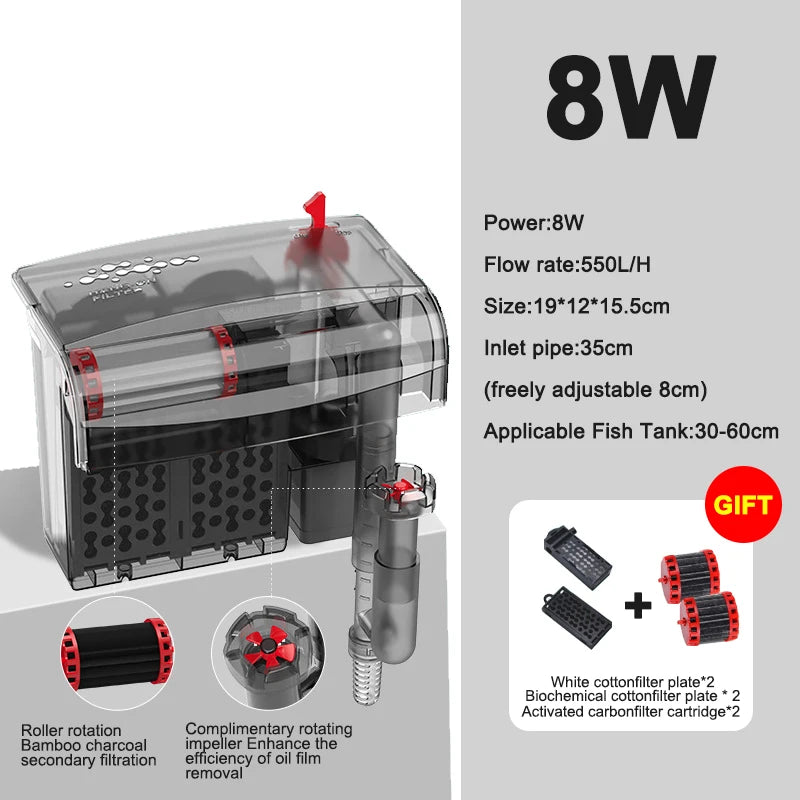 Aquarium Fish Tank Filter 3 in 1 Water Purification Circulation Pump Small Pump Silent Aeration Fish Tank Cleaning