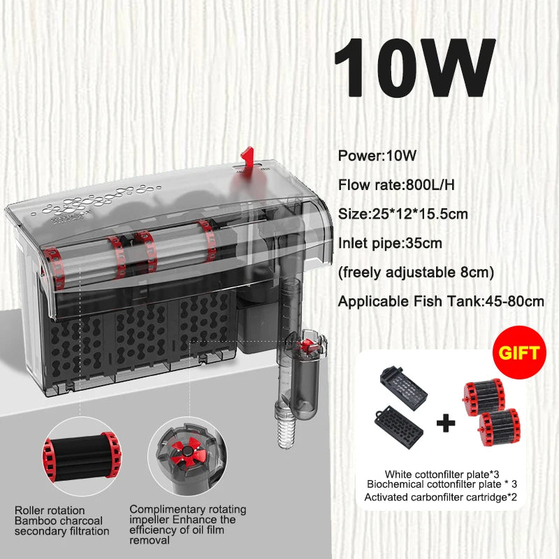 Aquarium Fish Tank Filter 3 in 1 Water Purification Circulation Pump Small Pump Silent Aeration Fish Tank Cleaning