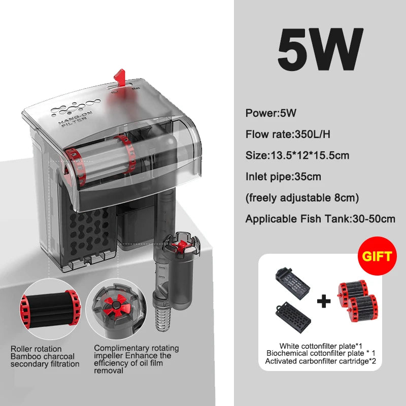 Aquarium Fish Tank Filter 3 in 1 Water Purification Circulation Pump Small Pump Silent Aeration Fish Tank Cleaning