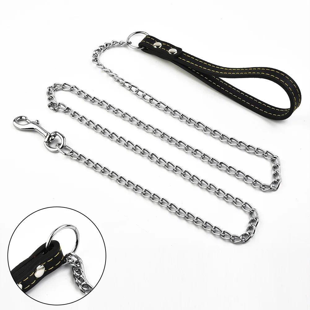 Leather Handle dog chain