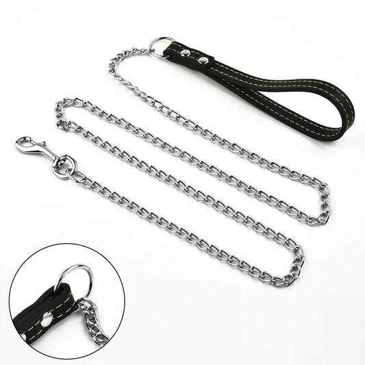 Leather Handle dog chain