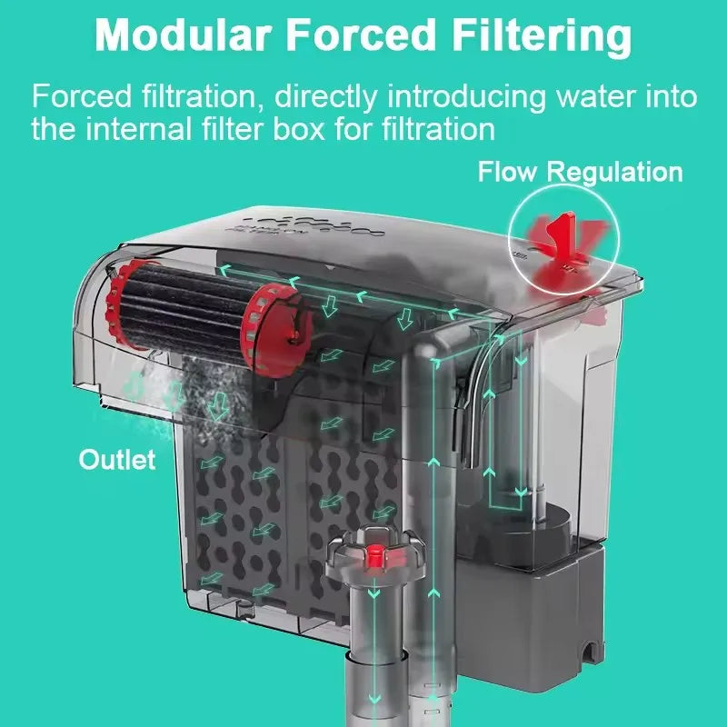 Aquarium Fish Tank Filter 3 in 1 Water Purification Circulation Pump Small Pump Silent Aeration Fish Tank Cleaning